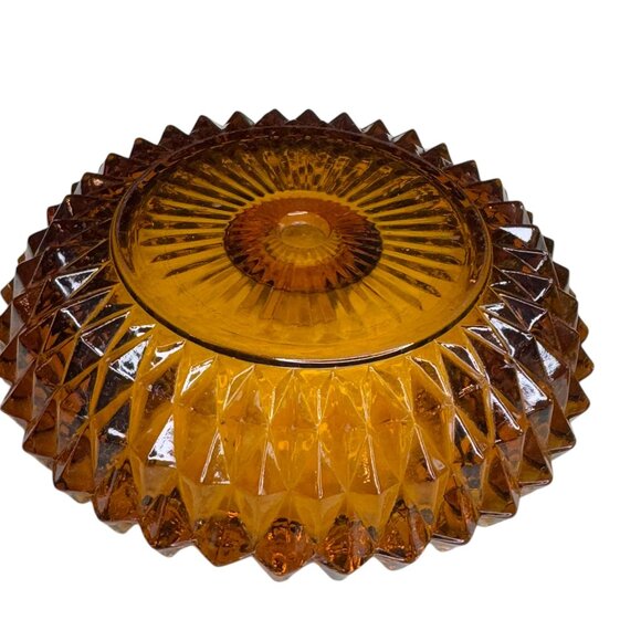 Indiana Glass Amber Diamond-Cut Glass Candle Holder - Picture 7 of 9